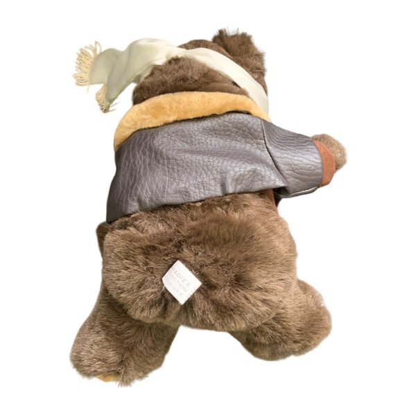 Paradies Plush Stuffed Animal Toy Teddy Bear Brown in Leather Coat Scarf 16 in T - Picture 4 of 4